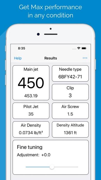 Jetting for Husqvarna 2T App skärmdump #1