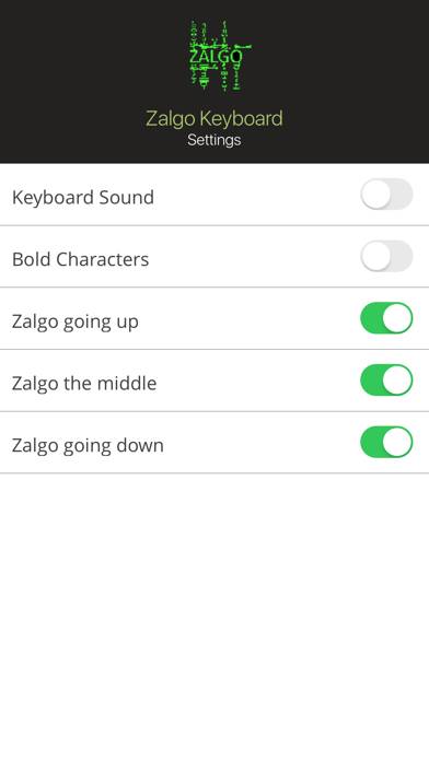 Zalgo Schermata dell'app