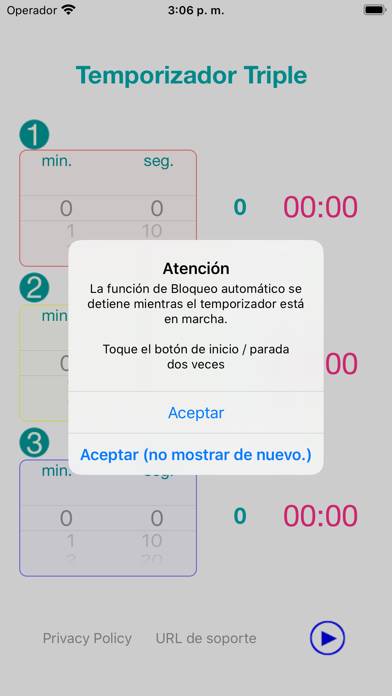 Temporizador Triple Captura de pantalla de la aplicación