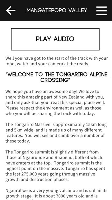 Tongariro Alpine Crossing Captura de pantalla de la aplicación
