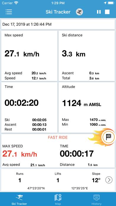 EXA Ski Tracker Captura de pantalla de la aplicación #1