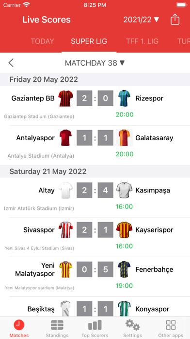 Live Scores for Super Lig App ekran görüntüsü