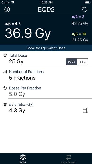 EQD2 Calculator Schermata dell'app #1