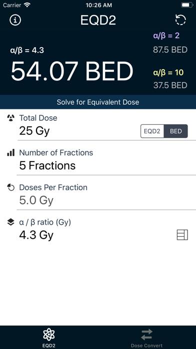 EQD2 Calculator Schermata dell'app #2