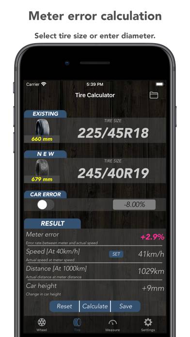 Tire Calculator (Offset&Speed) Capture d'écran de l'application