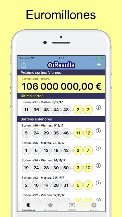 Euromillones: euResults captura de pantalla