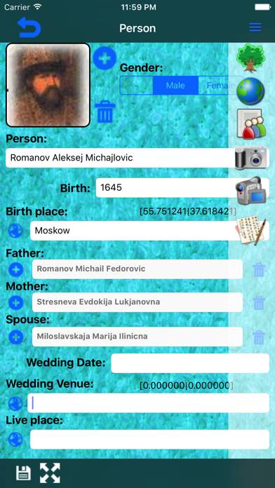 Genealogical trees of families App screenshot