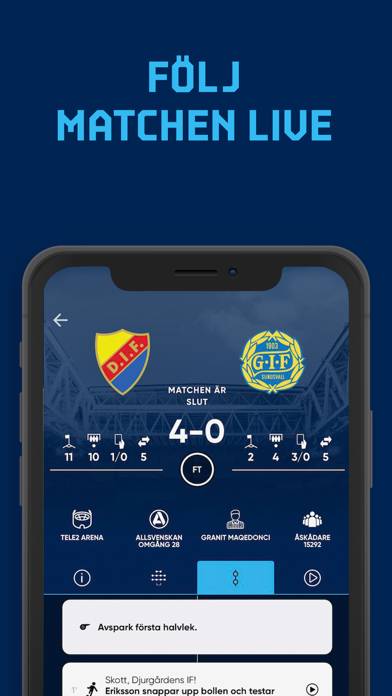 DIF Fotboll Live App skärmdump