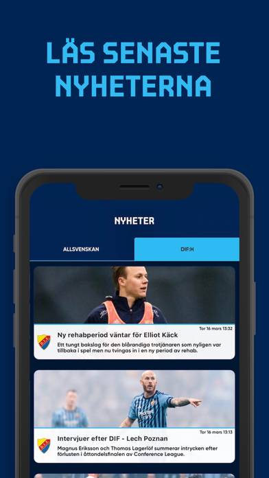 DIF Fotboll Live App skärmdump