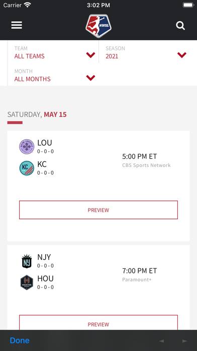 National Women's Soccer League App screenshot