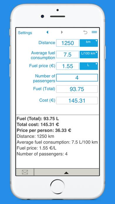 Trip fuel cost calculator screenshot #4