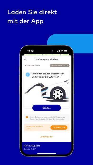 EnBW mobility plus: E-Auto laden App-Screenshot