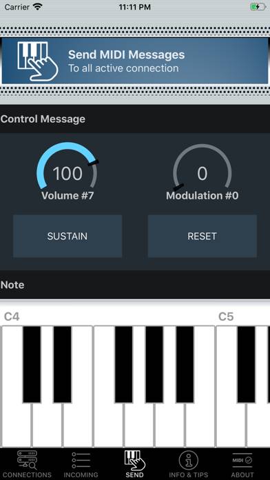 MIDI Check Schermata dell'app