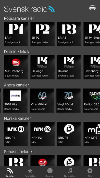 Svensk radio app screenshot