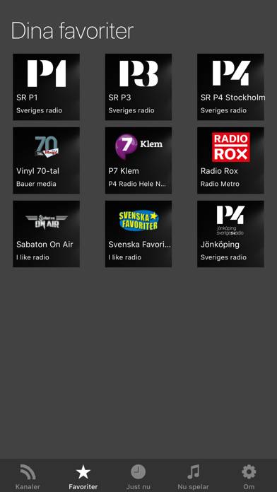 Svensk radio app skärmdump