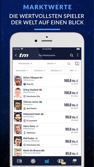 Transfermarkt App-Screenshot