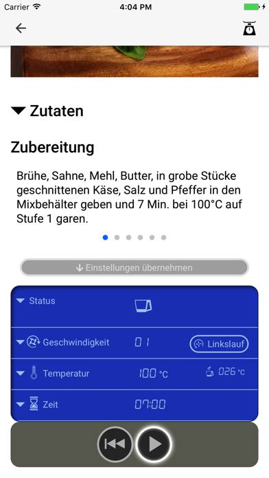 Küchenmaschine KM2017Wi App-Screenshot