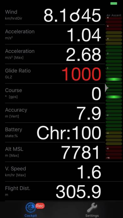 EVario Variometer Paragleiter App-Screenshot