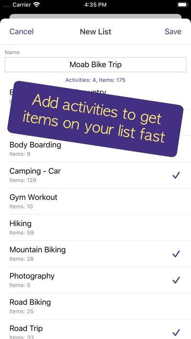 PackCheck Packing List App screenshot