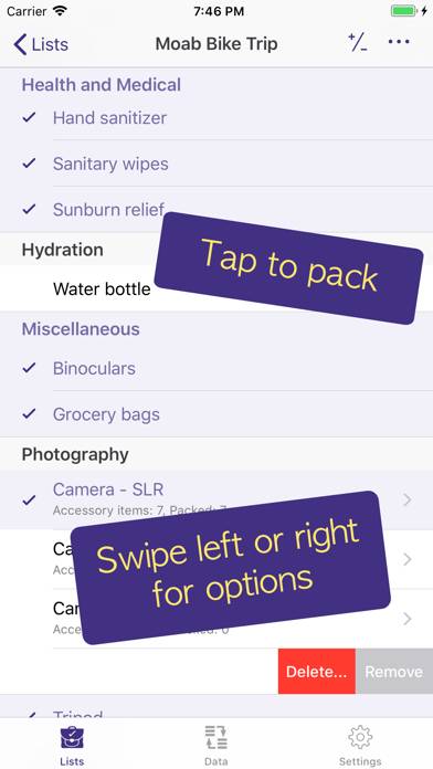 PackCheck Packing List App screenshot