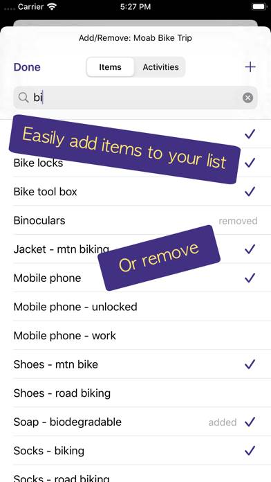 PackCheck Packing List App screenshot