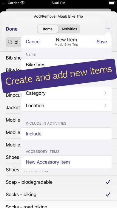 PackCheck Packing List App screenshot