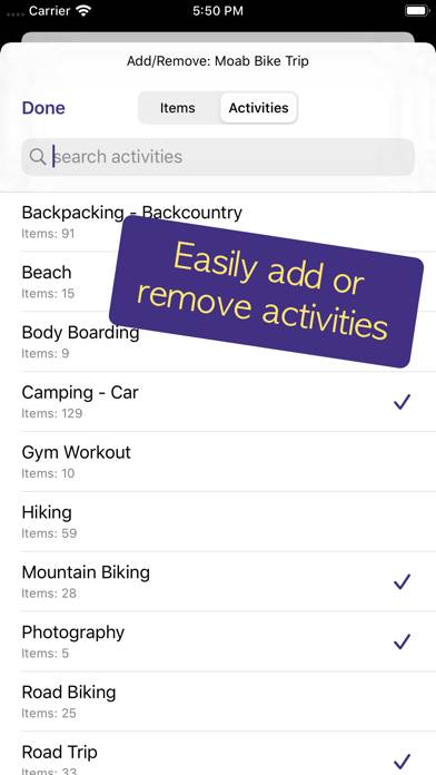 PackCheck Packing List App screenshot