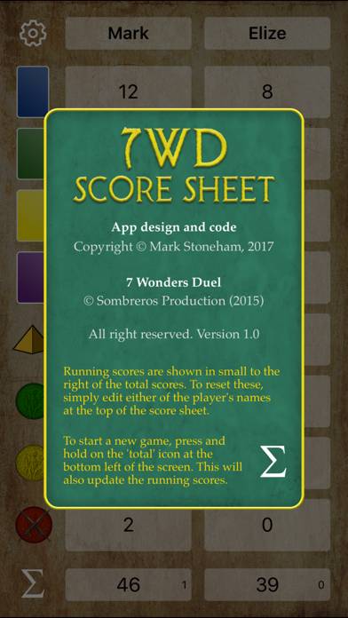 7WD – Score Sheet App screenshot #2