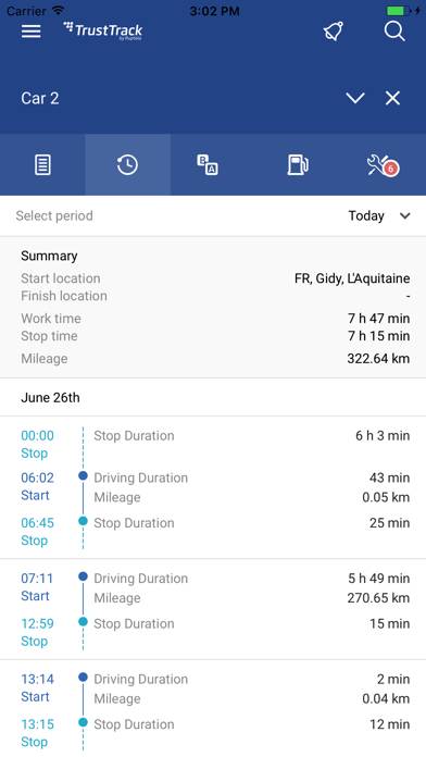 TrustTrack App skärmdump