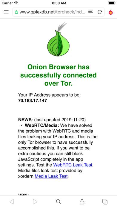 Red Onion II: Tor-powered Web Schermata dell'app #2