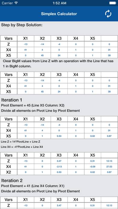 Simplex Calculator App screenshot