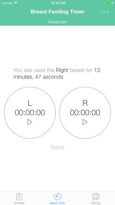 BoobieTime Breast Feeding App App skärmdump #2