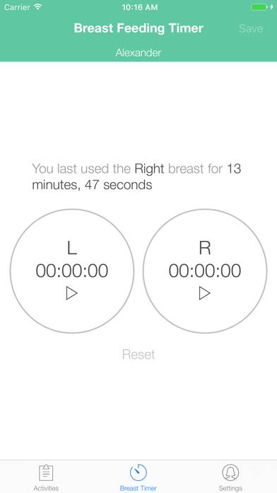 BoobieTime Breast Feeding App App screenshot