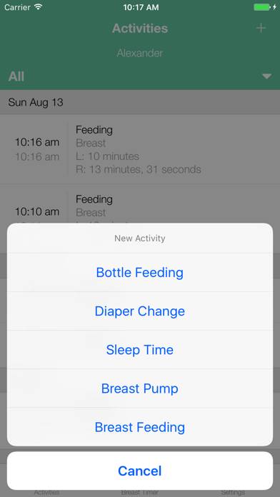 BoobieTime Breast Feeding App App screenshot