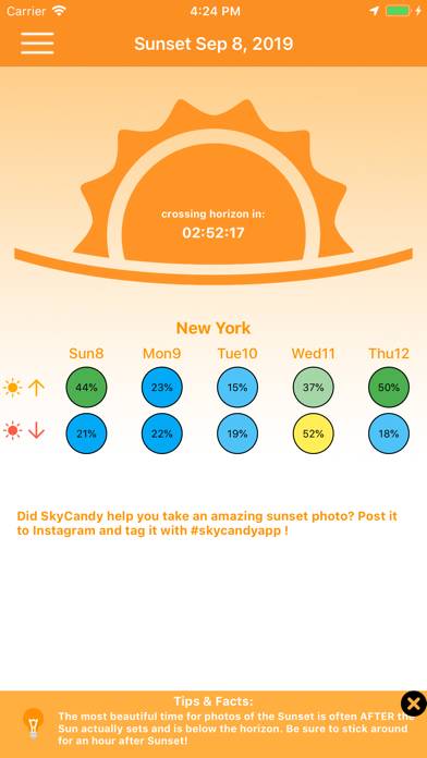 SkyCandy - Sunset Forecast App captura de pantalla