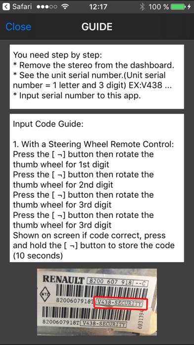 Renault Radio Code Generator Скриншот приложения #2
