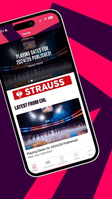 Champions Hockey League App-Screenshot