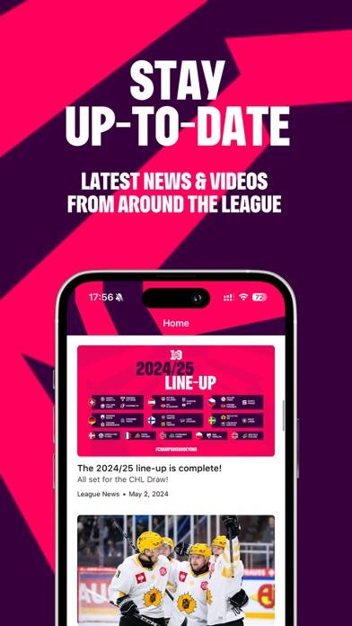 Champions Hockey League App-Screenshot