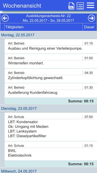 Azubiheft App App screenshot