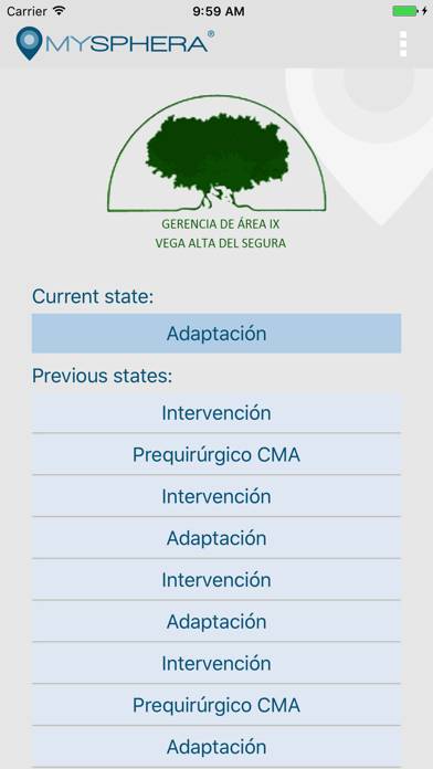 Mysphera VWR Captura de pantalla de la aplicación