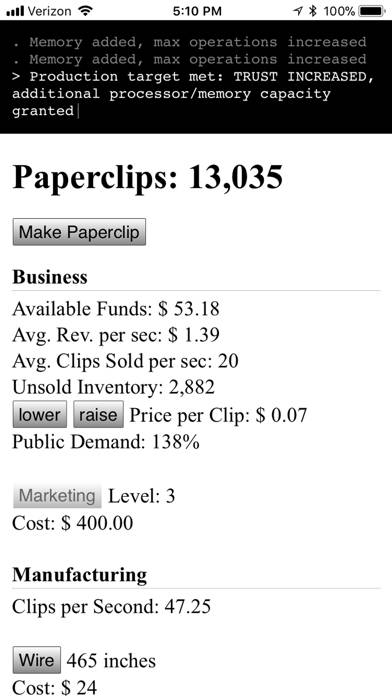 Universal Paperclips™ App skärmdump #1