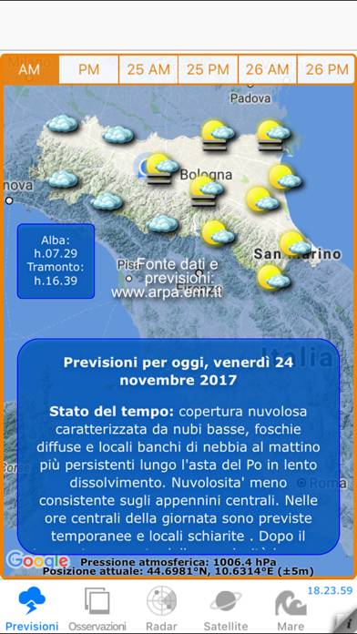 Meteo Emilia Romagna immagine dello schermo