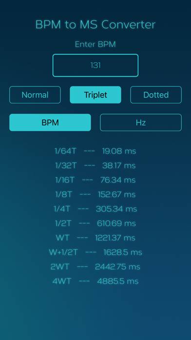 BPM to MS Converter Schermata dell'app