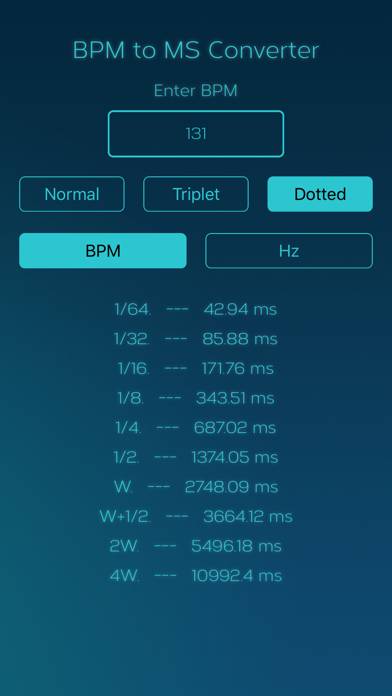 BPM to MS Converter Schermata dell'app