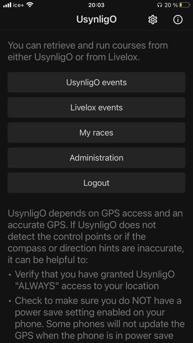 UsynligO App skärmdump #1