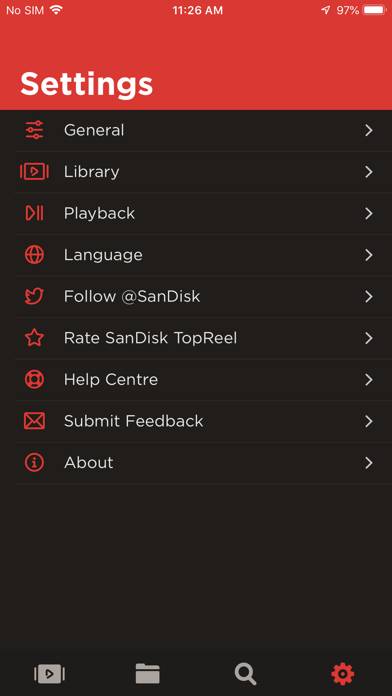 SanDisk TopReel Captura de pantalla de la aplicación