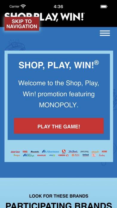 Shop, Play, Win! MONOPOLY App screenshot #1