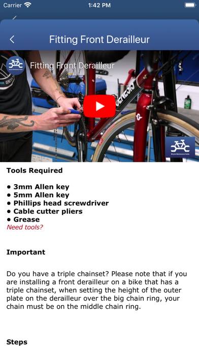 Bicycle Maintenance Guide App screenshot