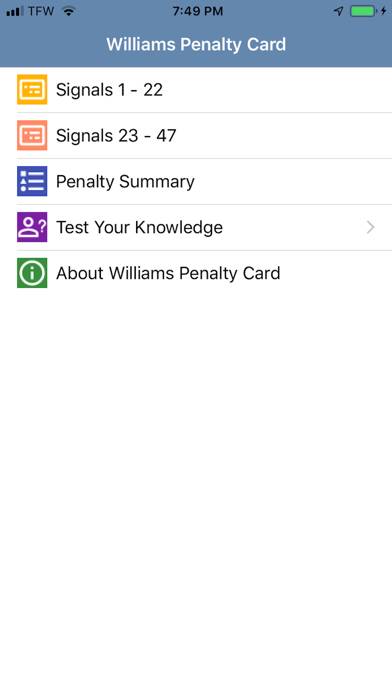 Williams Penalty Card App screenshot