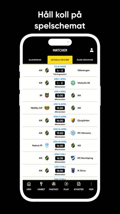 AIK Fotboll Live App skärmdump